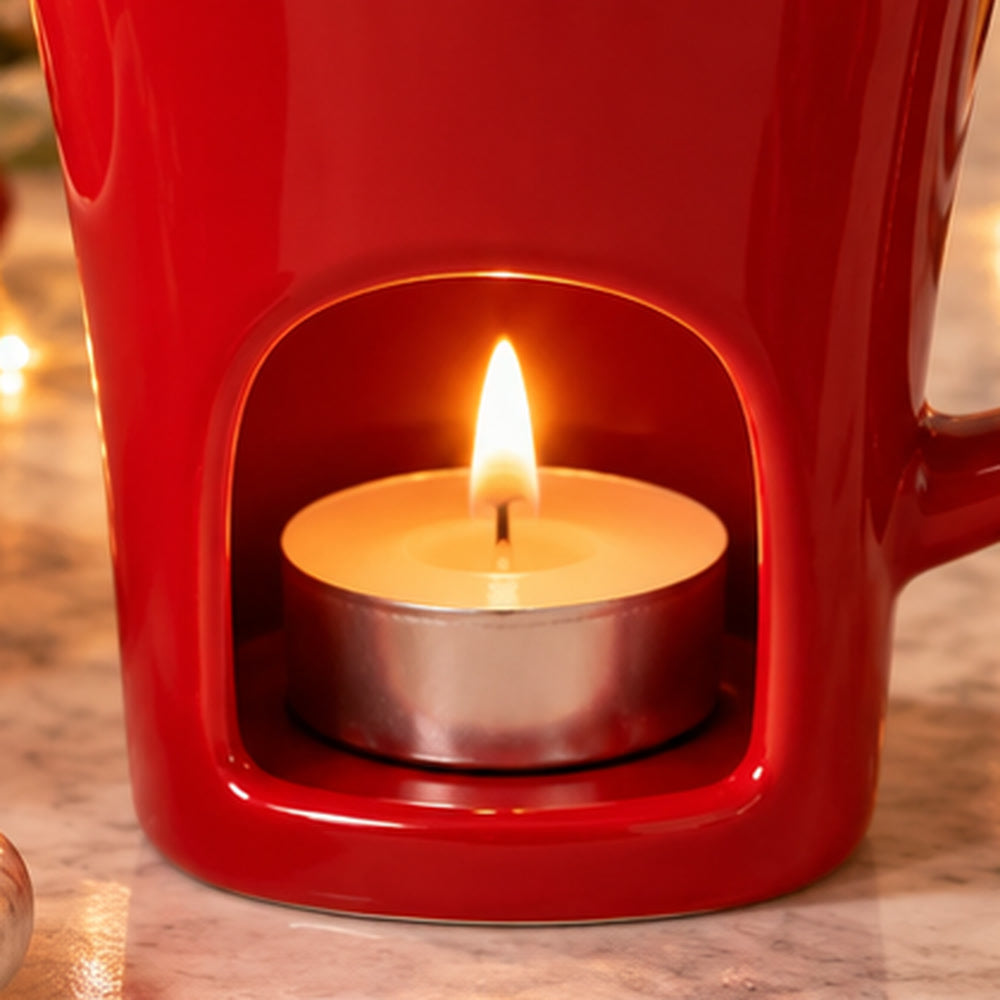 Illustration : bougie allumée dans le logement sous la tasse (visuel d’illustration, photo réelle à venir)