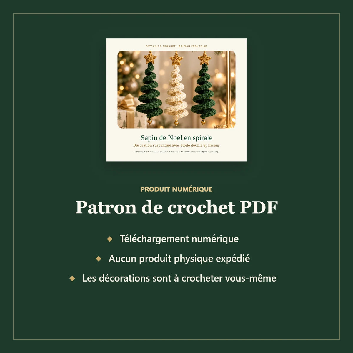 Produit numérique : patron de crochet PDF, téléchargement numérique, aucun produit physique expédié, décorations à crocheter soi-même